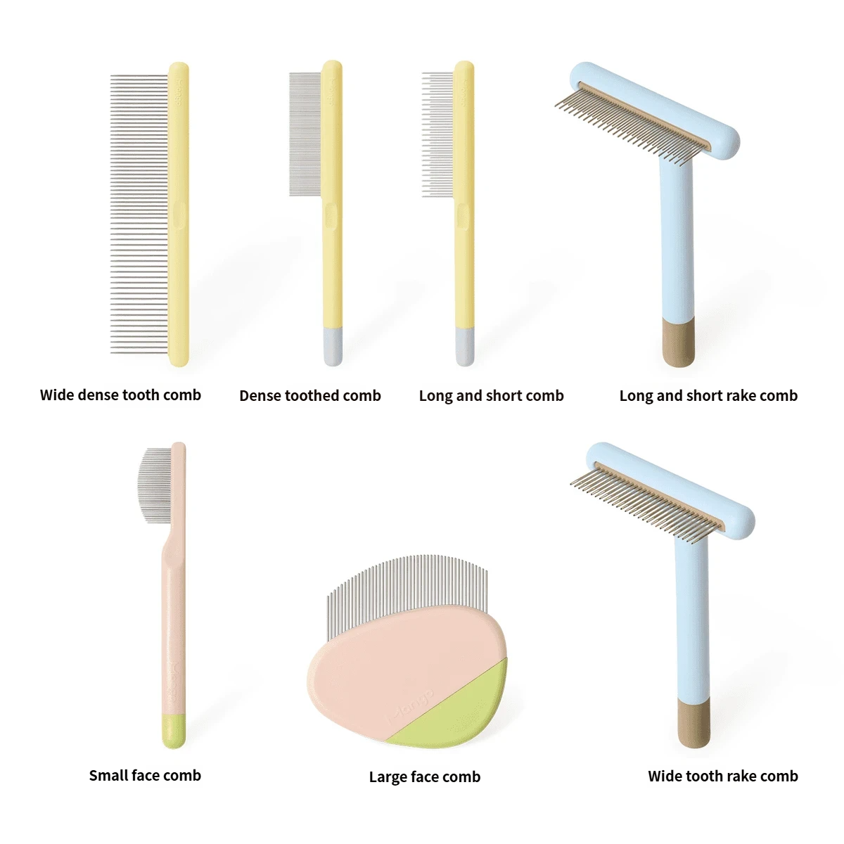 Pet Grooming Comb Set, Including Wide/Dense Pin Combs, Rake Combs, and Facial Combs, Comprehensive Care for Pet Hair 🐾