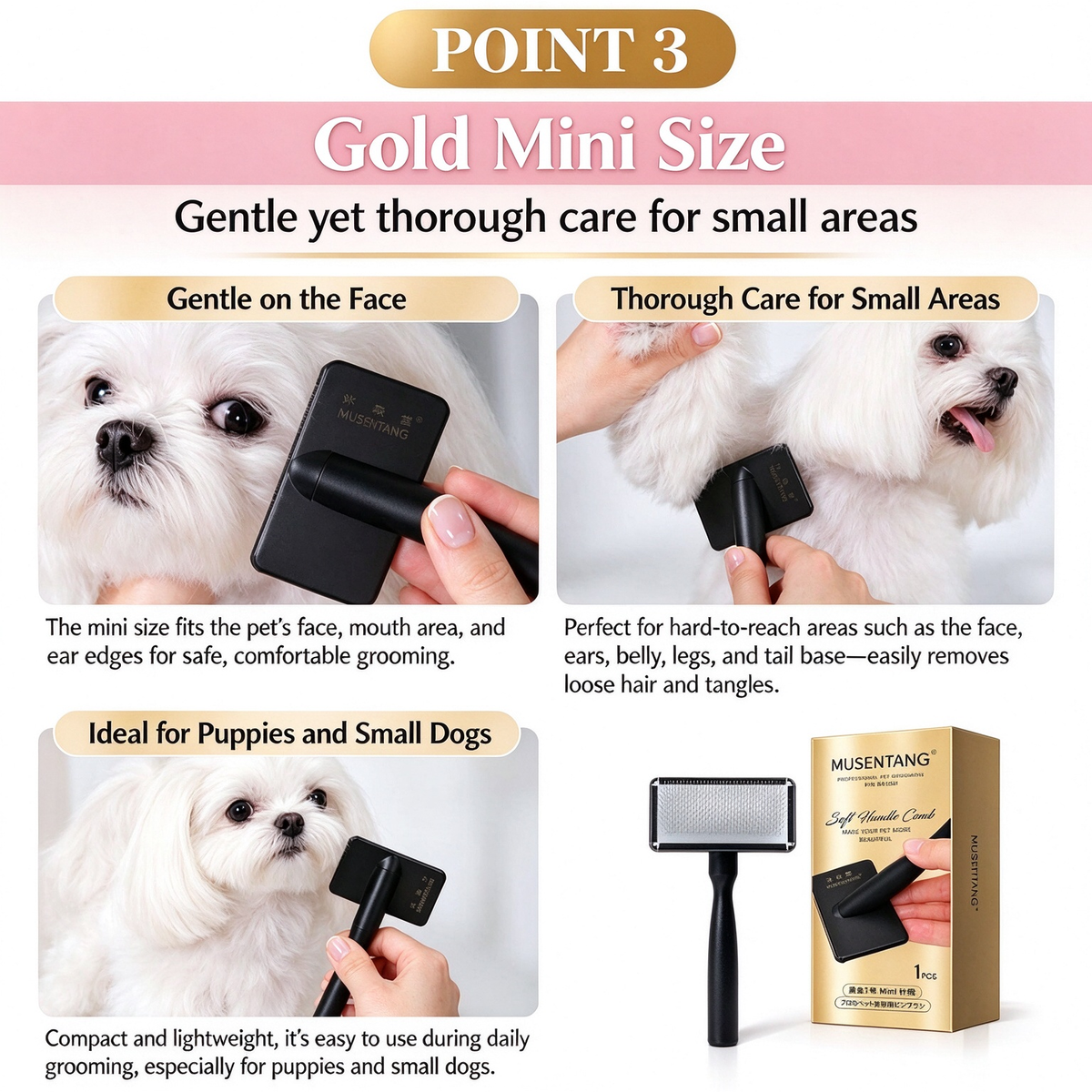 Pet Slicker Brush for Dogs and Cats – Choose from 3 Types: Hard Pin, Soft Pin, or Mini