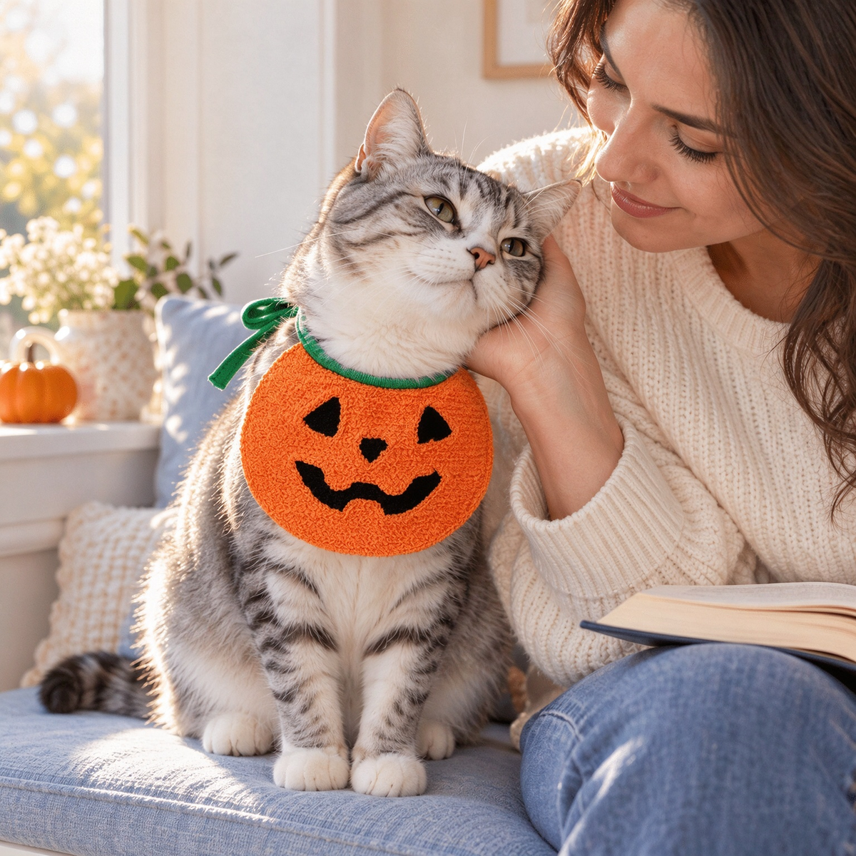Pumpkin Tie-On Pet Costume Bib