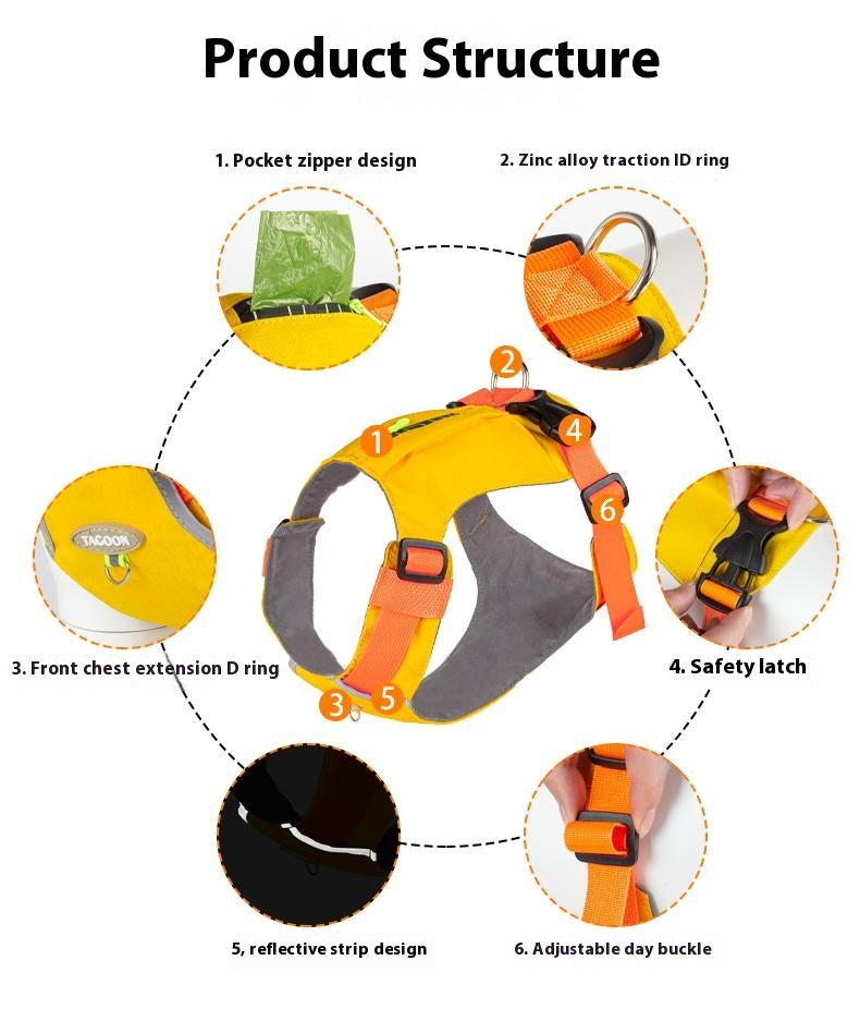 Lightweight pet harness with reflective strips + a free small night light