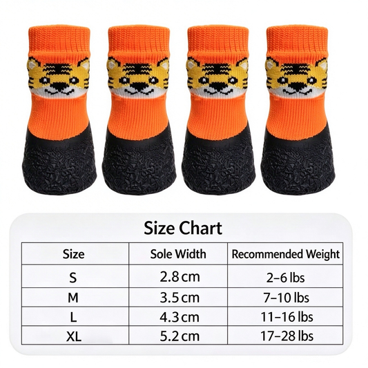 Non-Slip Dog Socks with Rubber Soles, Cute Cartoon Knit Pet Shoes for Small Dogs, Soft Paw Protection for Indoor Floors