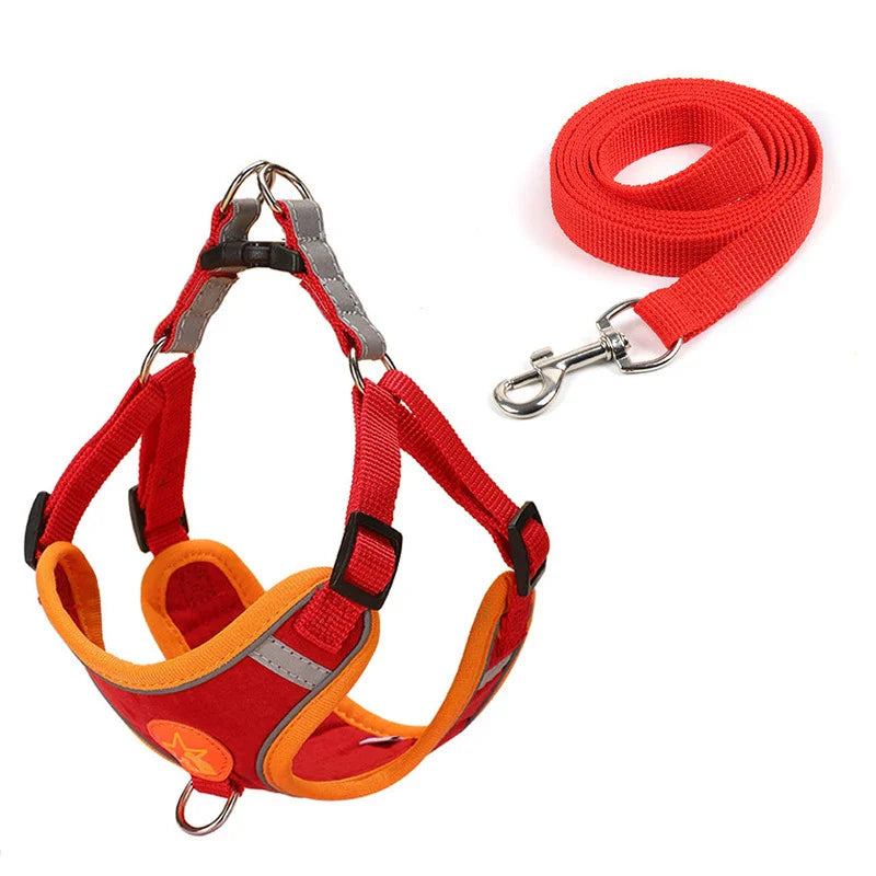 Dogs Harness Vest Walking Traction Rope Reflective Straps Soft Mesh