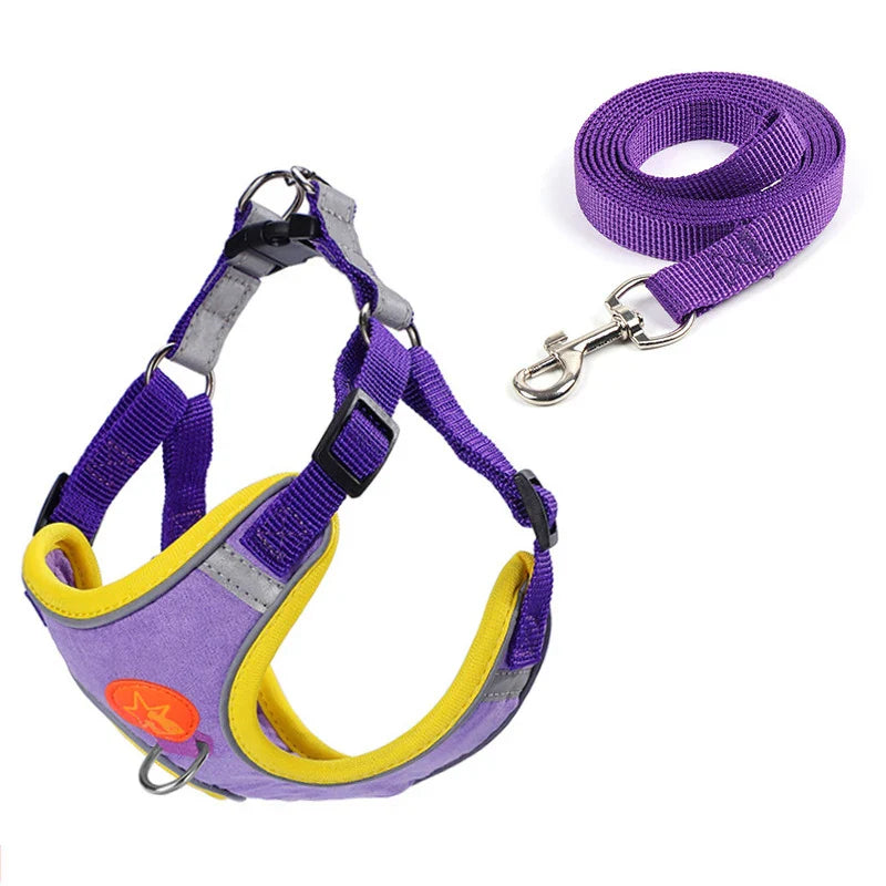 Dogs Harness Vest Walking Traction Rope Reflective Straps Soft Mesh