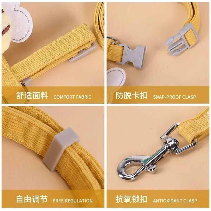 Harness Leash Collar Adjustable Cartoon Bee Double Layer