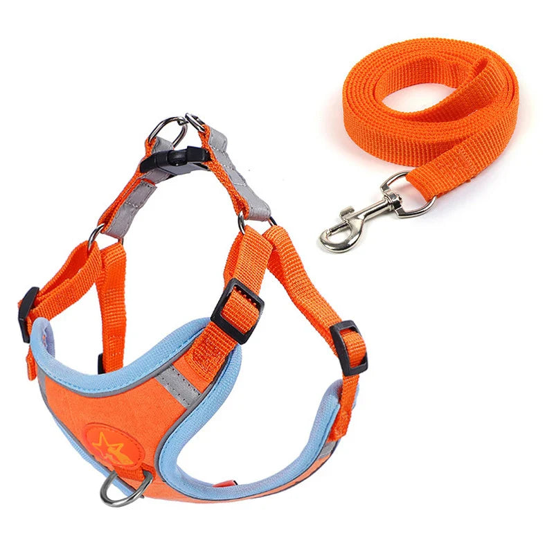 Dogs Harness Vest Walking Traction Rope Reflective Straps Soft Mesh