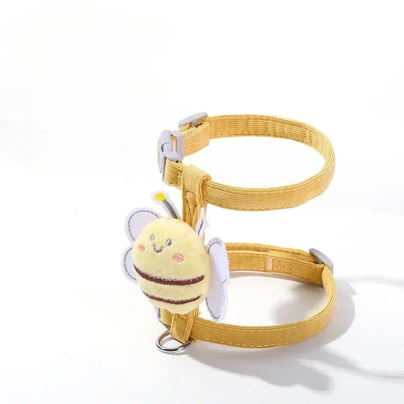 Harness Leash Collar Adjustable Cartoon Bee Double Layer