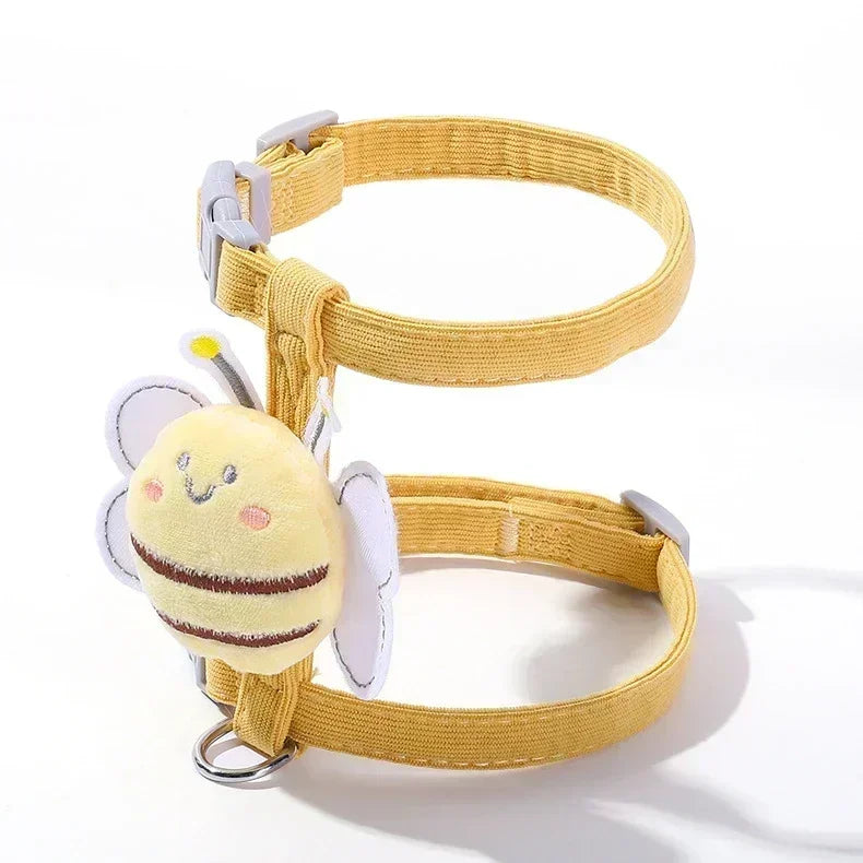 Harness Leash Collar Adjustable Cartoon Bee Double Layer