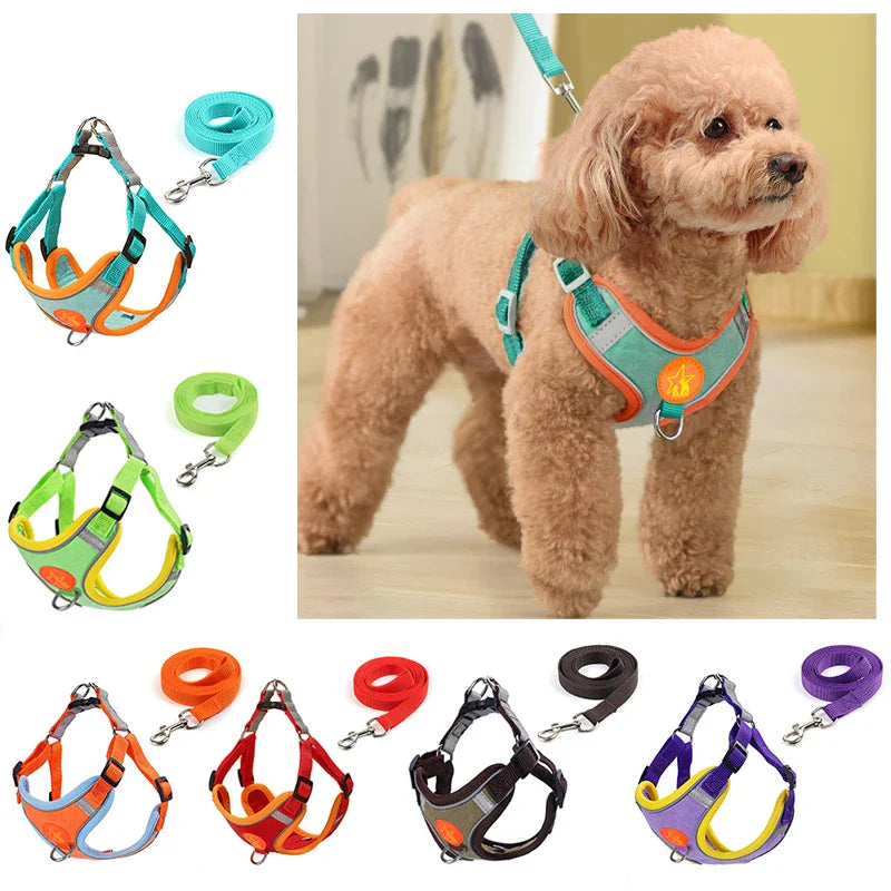 Dogs Harness Vest Walking Traction Rope Reflective Straps Soft Mesh
