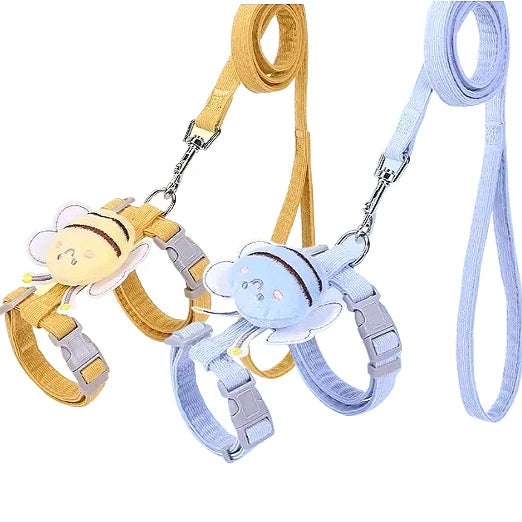 Harness Leash Collar Adjustable Cartoon Bee Double Layer