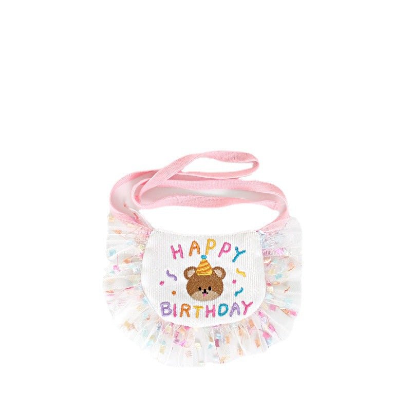 Birthday Bear Printed Bib&Hat Set