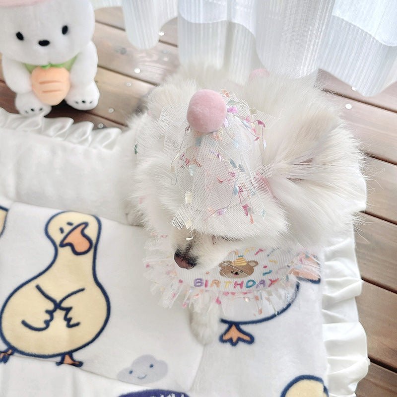 Birthday Bear Printed Bib&Hat Set