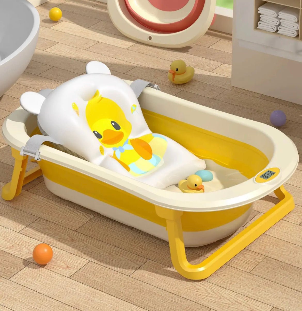 Folding Duck Pet BathTub temperature sensor