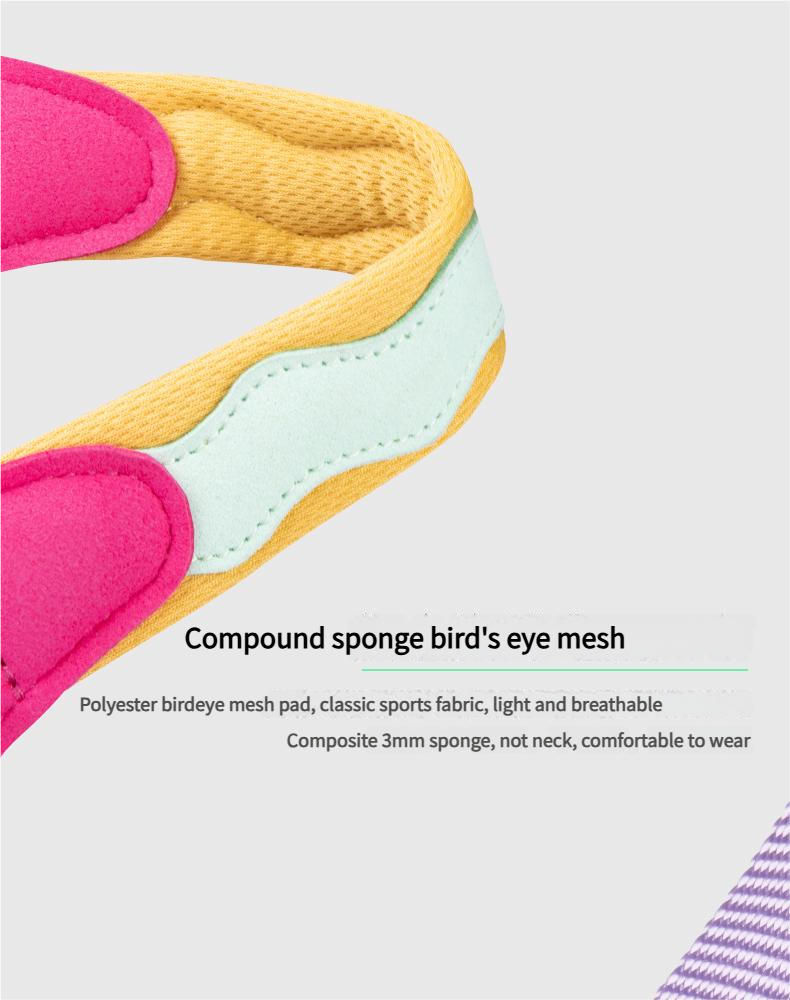 The dog harness with dopamine - inspired color combinations is soft and comfortable.
