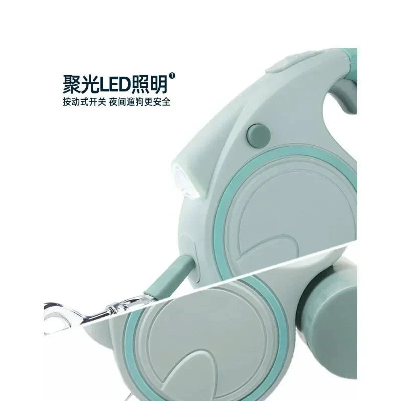 Retractable Leash With LED Poop Bag Dispenser
