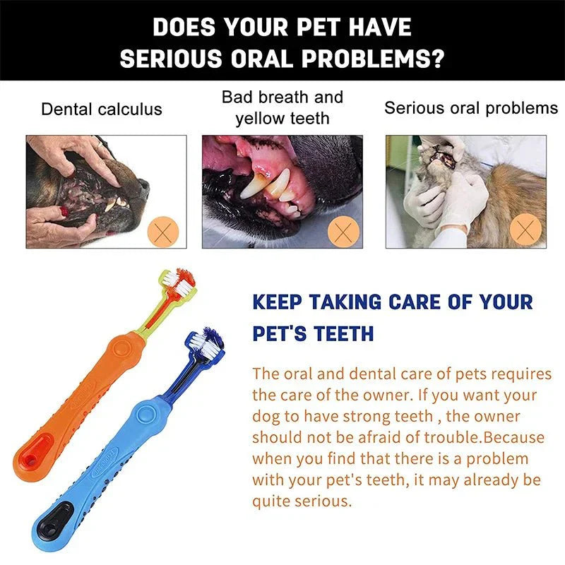 Triple Action Pet Toothbrush