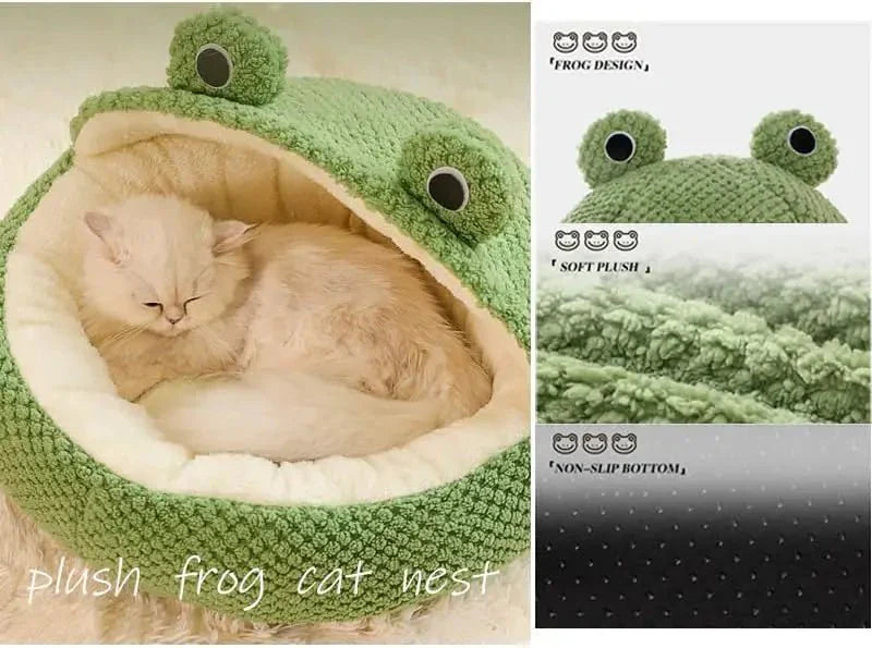 Warm Plush Round Frog Soft Bed