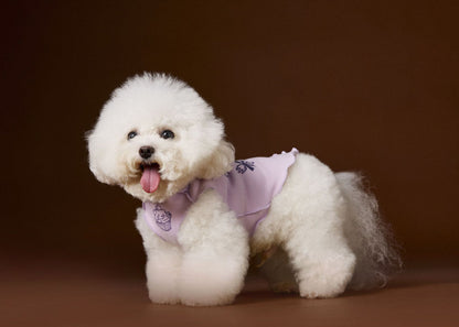 Reversible striped lace trim sleeveless vest for dogs