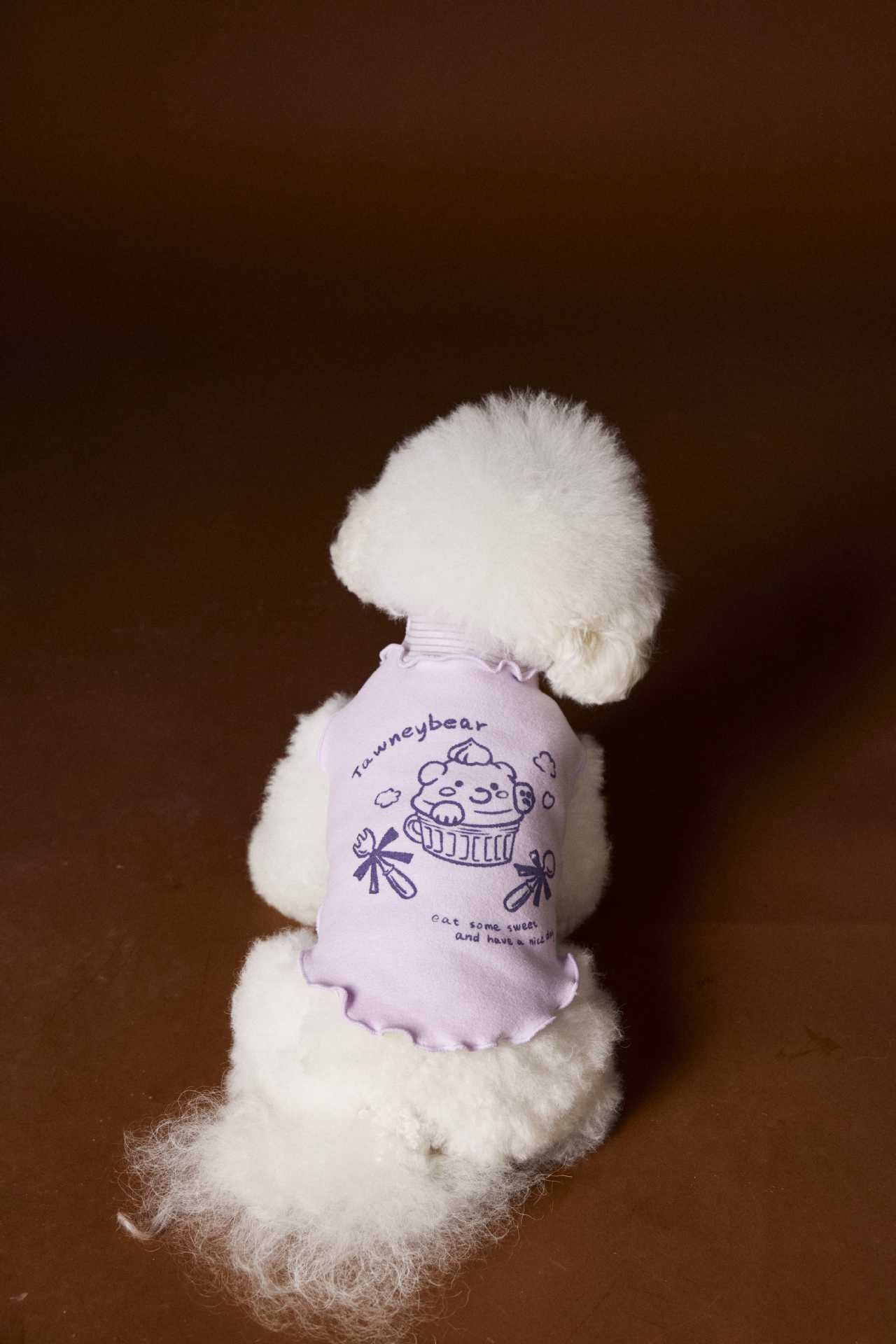 Reversible striped lace trim sleeveless vest for dogs