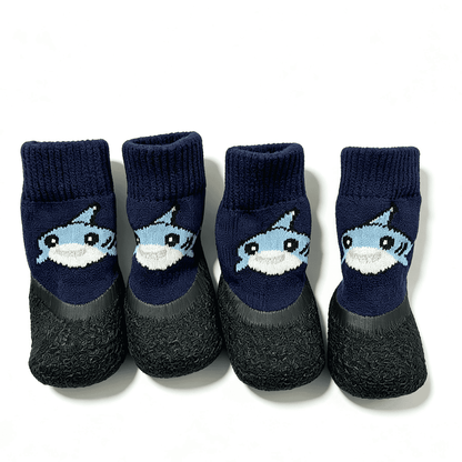 Non-Slip Dog Socks with Rubber Soles, Cute Cartoon Knit Pet Shoes for Small Dogs, Soft Paw Protection for Indoor Floors