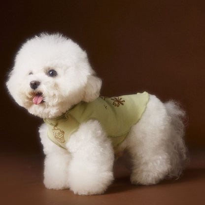 Reversible striped lace trim sleeveless vest for dogs