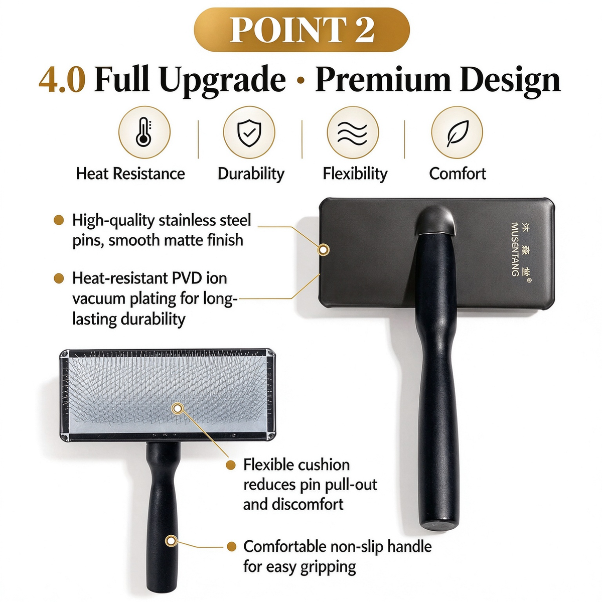 Pet Slicker Brush for Dogs and Cats – Choose from 3 Types: Hard Pin, Soft Pin, or Mini