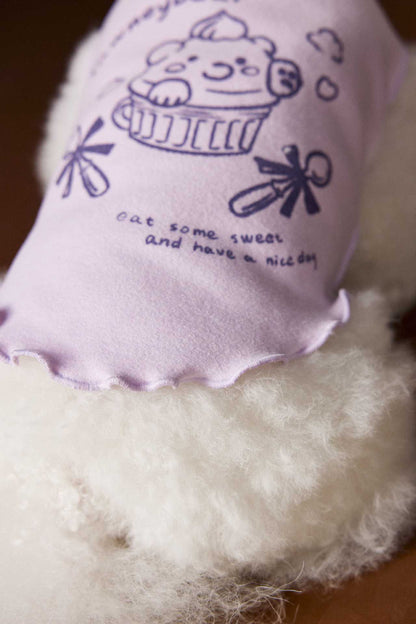 Reversible striped lace trim sleeveless vest for dogs