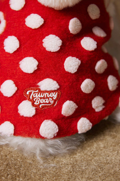 Red polka-dot sleeveless hooded vest for dogs