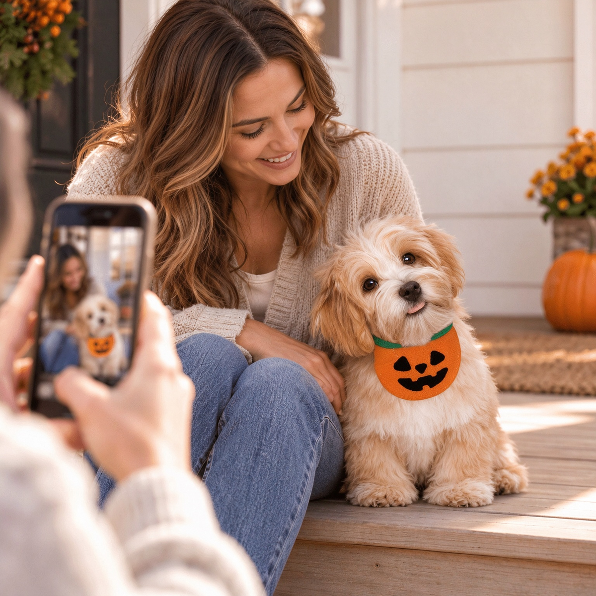 Pumpkin Tie-On Pet Costume Bib