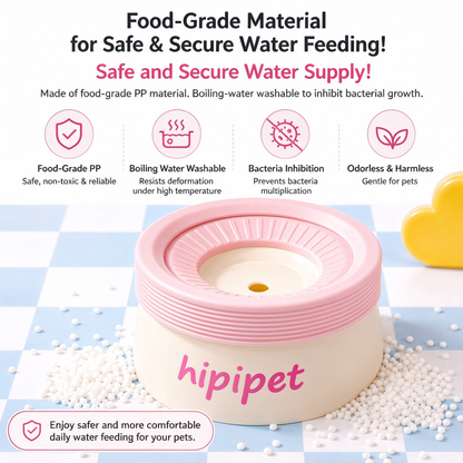 New dog bowl with a non-wetting mouth and floating water bowl