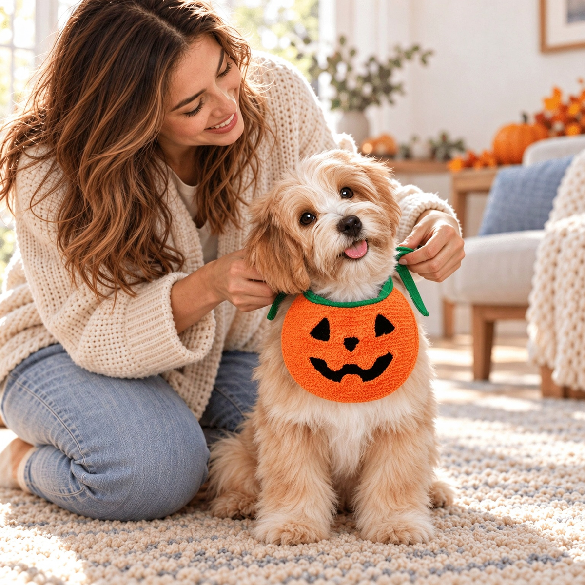 Pumpkin Tie-On Pet Costume Bib