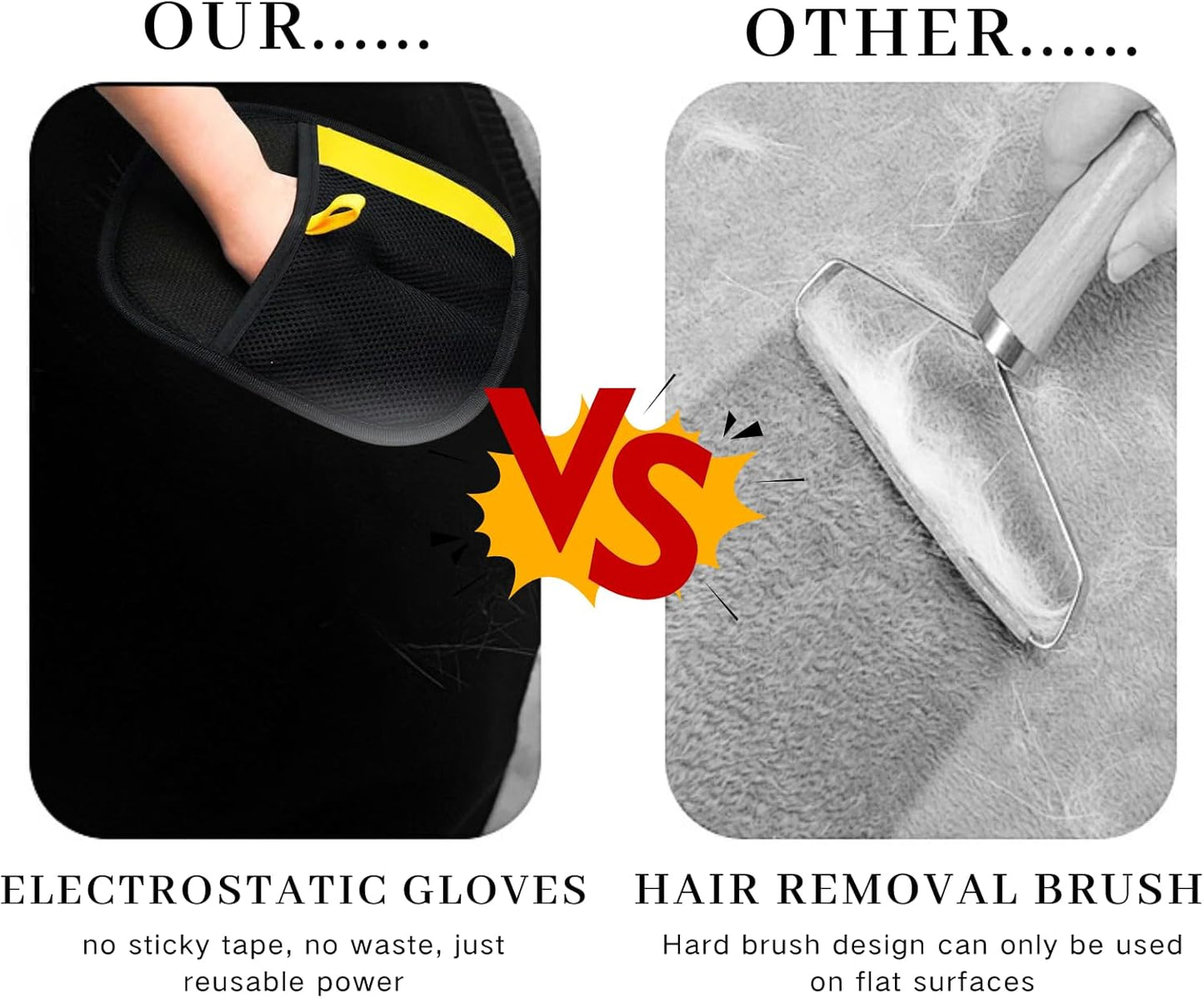 Tarifa Pets Hair Remover, Goalintent Pet Hair Remover, Electrostatic Pet Hair Remover, Gloves Pet Hair Removal for Cat & Dogs, Reusable Pet Hair Remover Glove (2pcs)