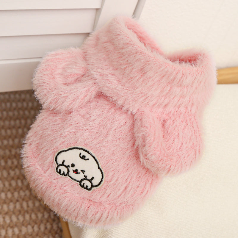 Sleeveless hooded clothes for pet dogs to wear at home in autumn and winter
