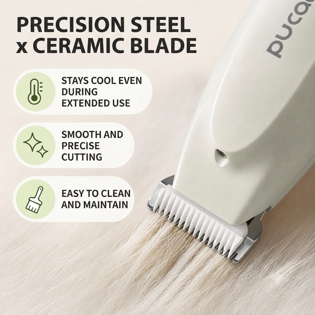 Thumb-sized electric trimmer for targeted pet fur grooming