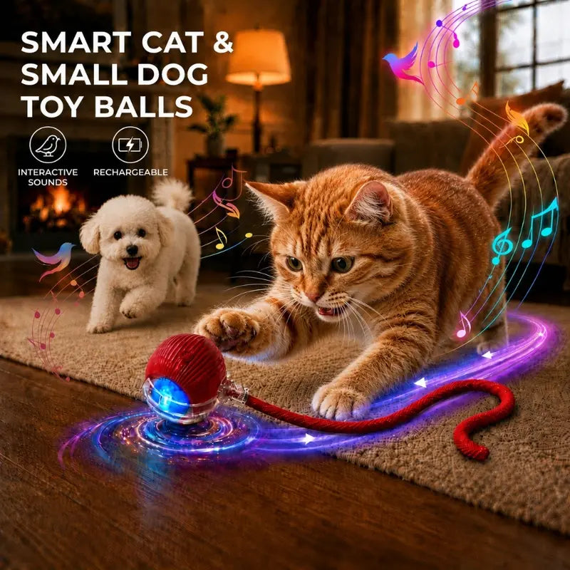 Interactive Cat & Dog Teaser Toy with Two Additional Tails, Kitten Rolling Ball Toy, Pet Supplies, Dog & Cat Accessories Cute dog toys