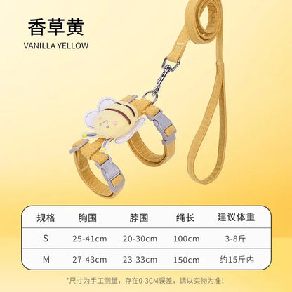Harness Leash Collar Adjustable Cartoon Bee Double Layer