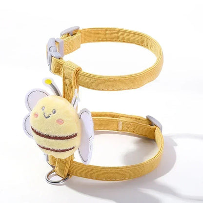 Harness Leash Collar Adjustable Cartoon Bee Double Layer