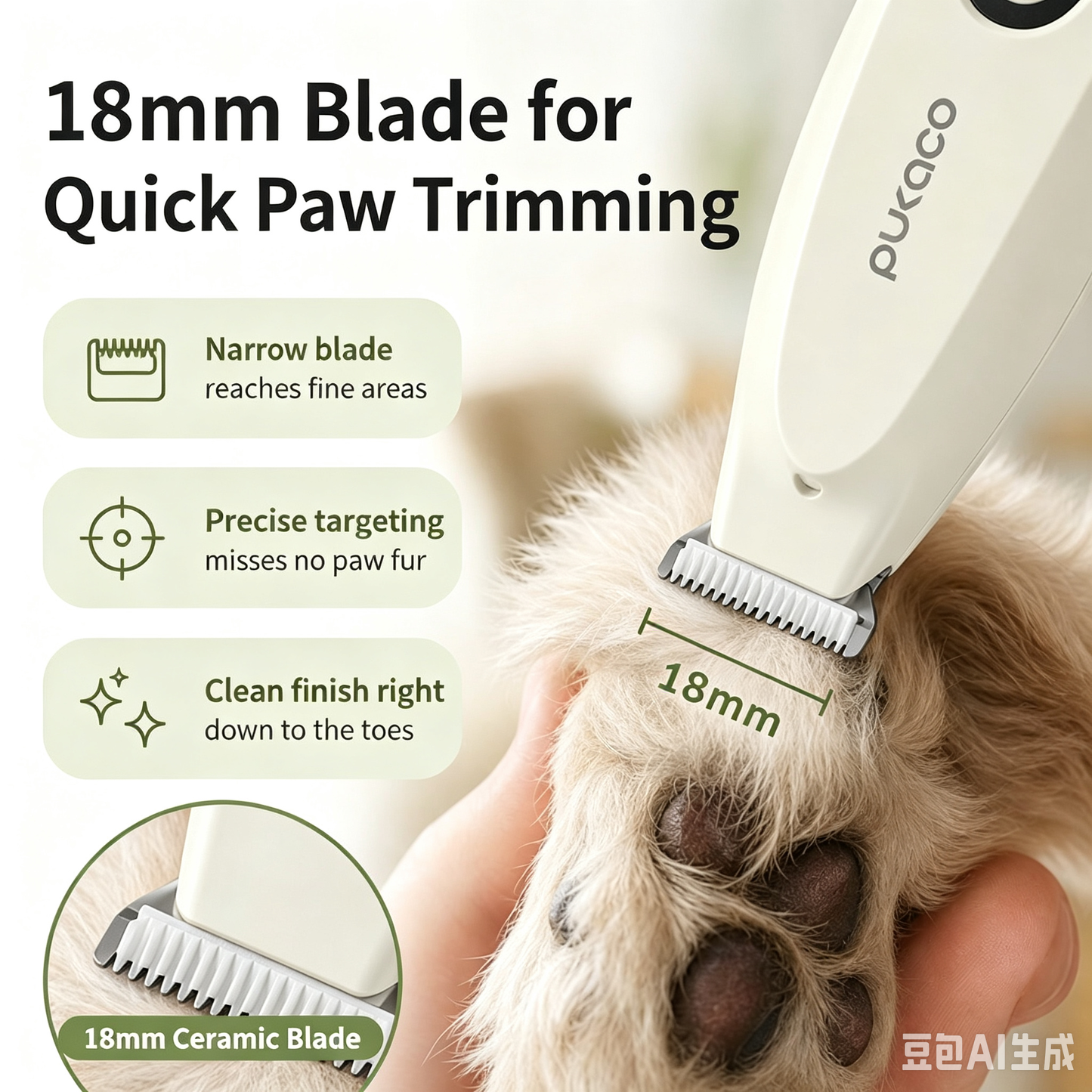 Thumb-sized electric trimmer for targeted pet fur grooming
