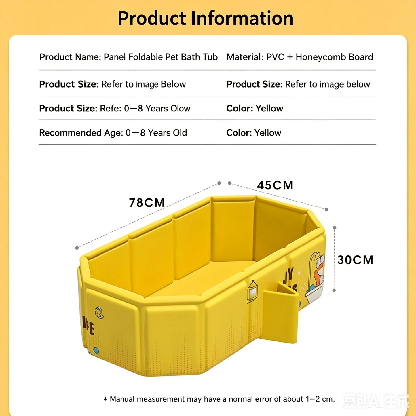Foldable Pet Bathtub for Small Dogs and Cats – Space-Saving, Lightweight, and Easy to Clean