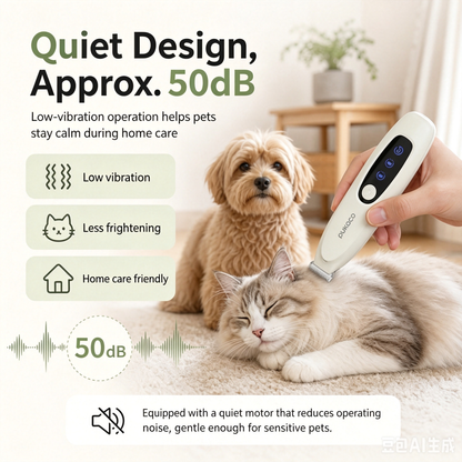 Thumb-sized electric trimmer for targeted pet fur grooming
