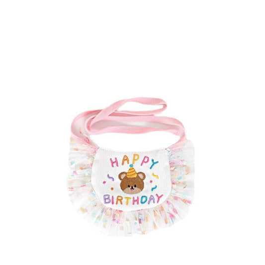 Birthday Bear Printed Bib&Hat Set