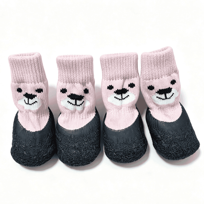Non-Slip Dog Socks with Rubber Soles, Cute Cartoon Knit Pet Shoes for Small Dogs, Soft Paw Protection for Indoor Floors