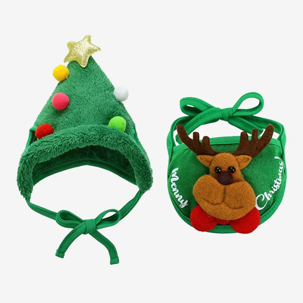 Christmas Dog Bib & Hat Set