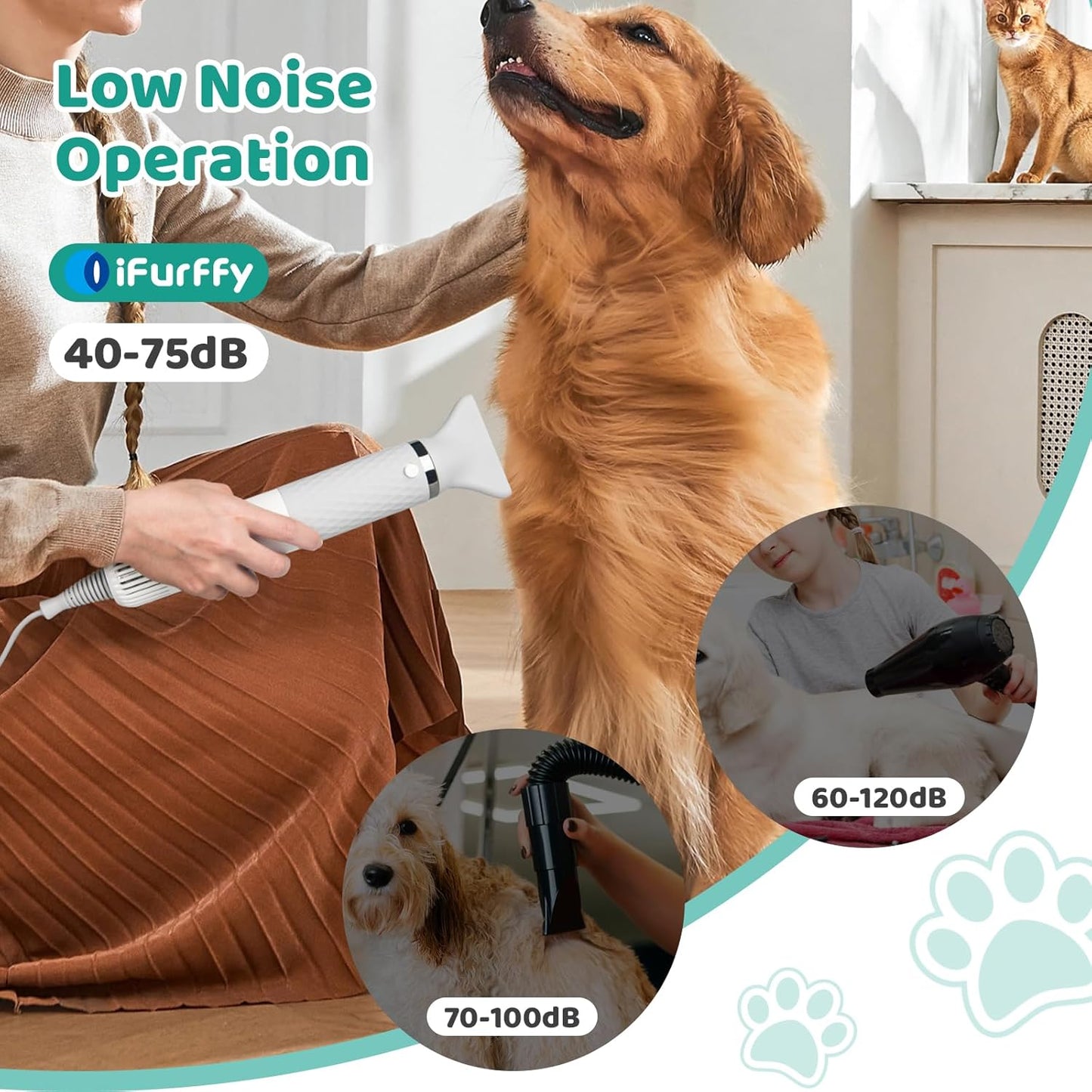 [Best Seller] 5 in 1 Pet Hair Dryer High-powered