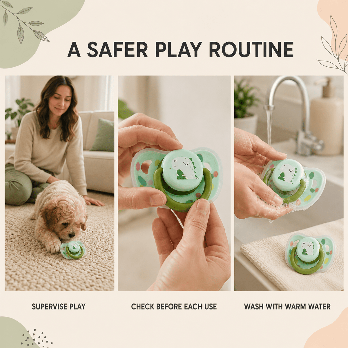 Pacifier-Style Silicone Puppy Chew Toy