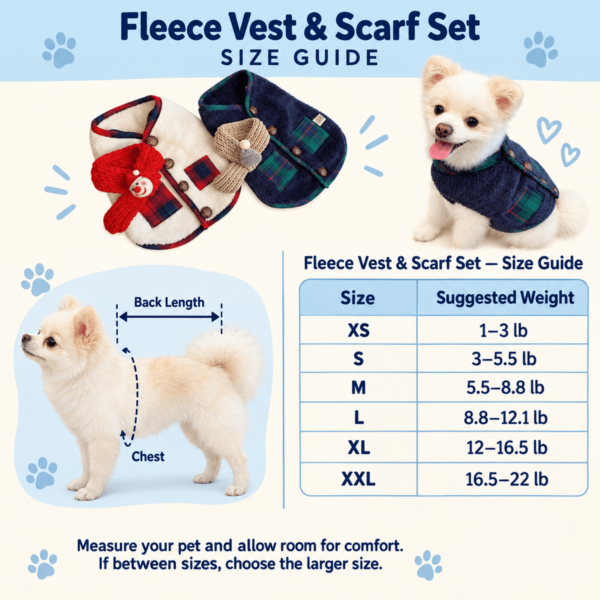 Fleece Dog Vest & Scarf Set