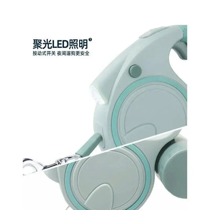 Retractable Leash With LED Poop Bag Dispenser