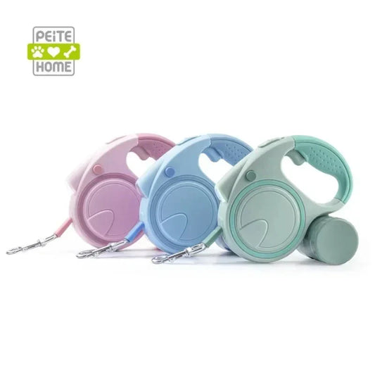 Retractable Leash With LED Poop Bag Dispenser