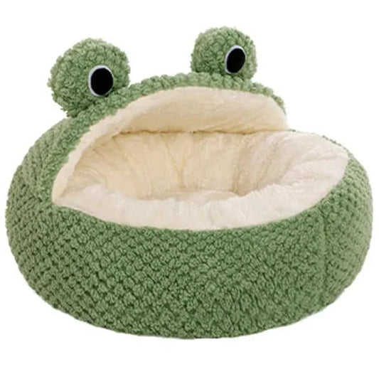 Warm Plush Round Frog Soft Bed