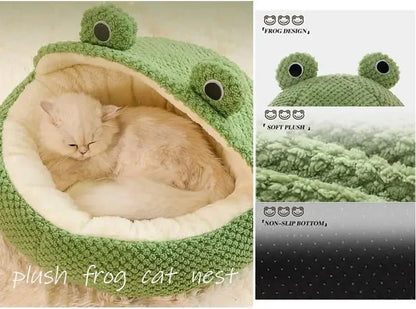 Warm Plush Round Frog Soft Bed