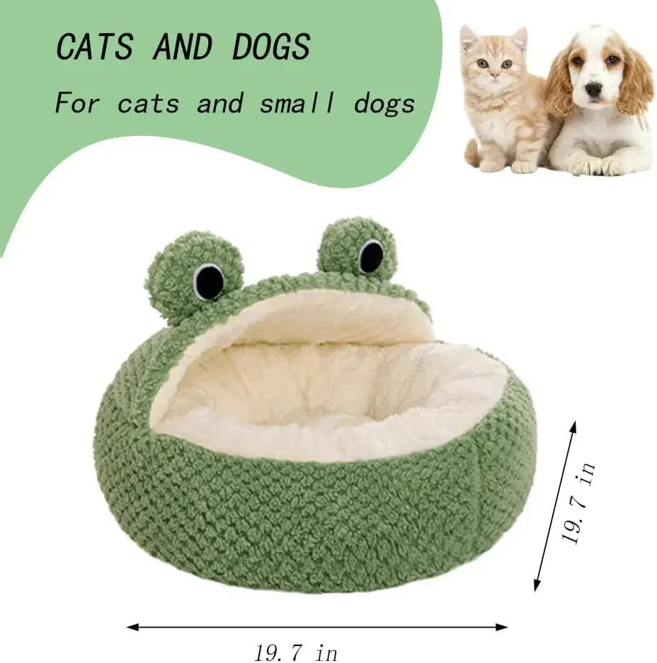Warm Plush Round Frog Soft Bed